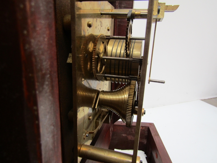 An early 20th Century mahogany cased 12" station dial clock with painted metal Roman dial signed - Image 2 of 3