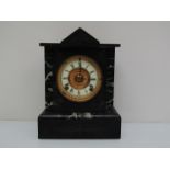 A 19th Century slate mantel clock with American twin train spring driven movement,