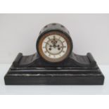 A 19th Century French slate mantel clock of drum form,