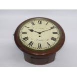 A 19th Century mahogany cased 12" dial clock with painted metal Roman dial signed J.