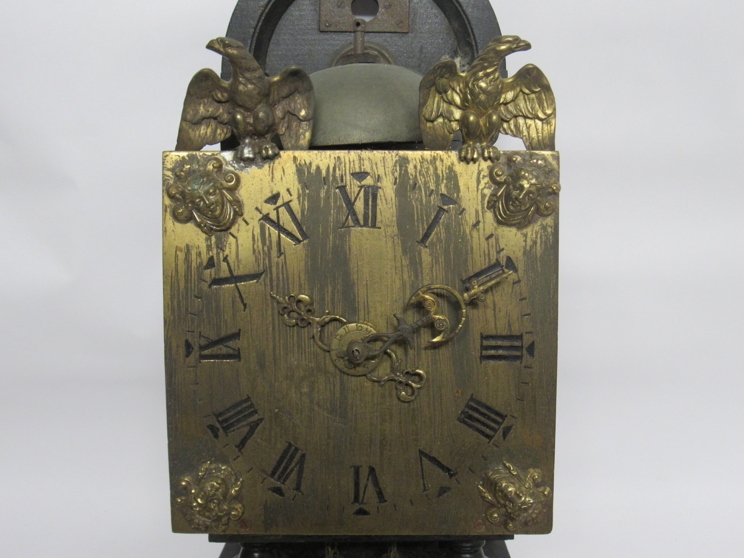 An 18th/19th Century Dutch wall clock with brass square Roman dial, - Image 2 of 3