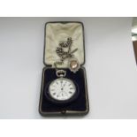 A 19th Century silver open faced pocket watch, Roman enamelled dial with subsidiary seconds,