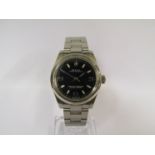 ROLEX: A Lady Oyster Perpetual stainless steel bracelet watch with "Explorer" dial,