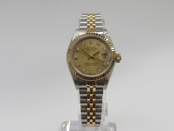 ROLEX: an Oyster Perpetual Lady Datejust steel and gold bracelet watch,