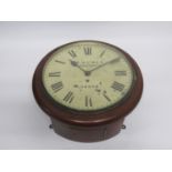 A 19th Century mahogany cased 12" dial clock, painted metal Roman dial signed T.W.