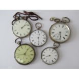 Five 19th Century silver open faced pocket watches