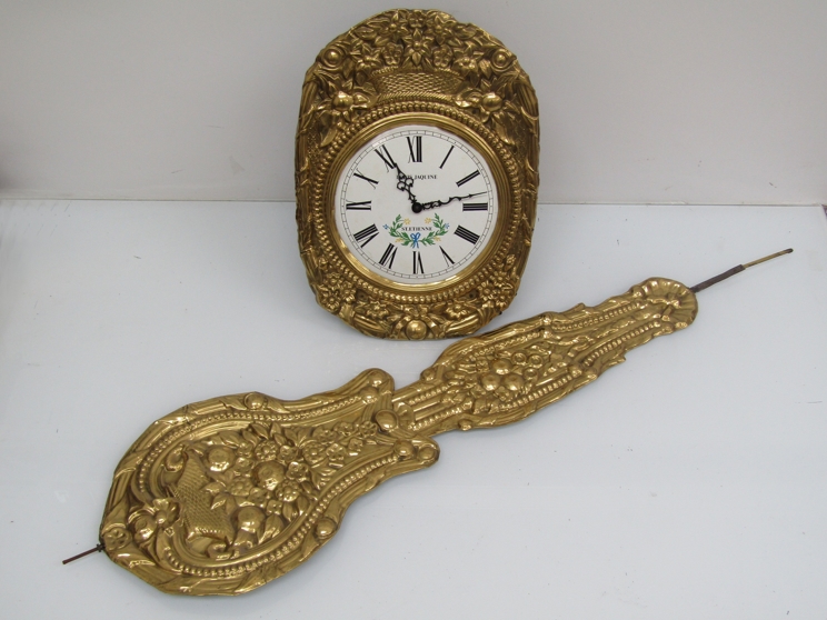 A 20th Century comtoise type wall clock with Roman convex dial,