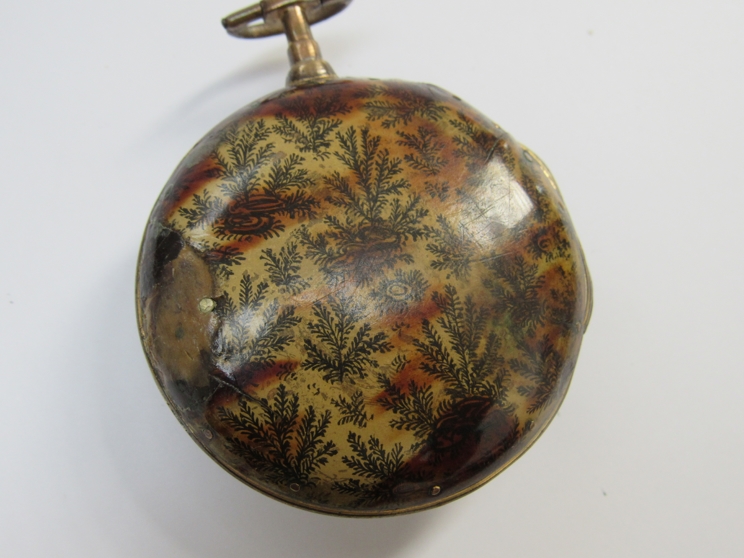 A late 18th/early 19th Century gilt metal and tortoiseshell (a/f) cased pocket watch, - Image 5 of 5