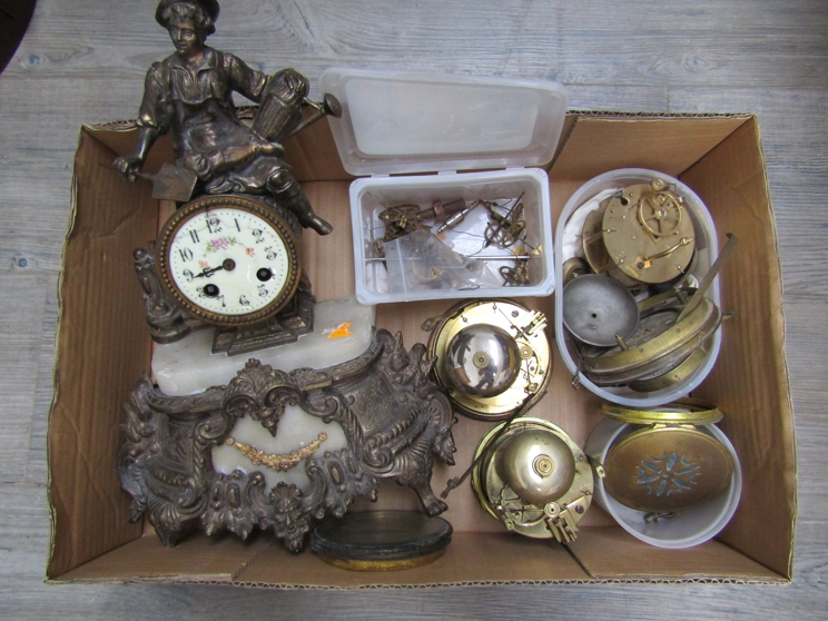 A French figural mantel clock a/f,