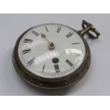 A late 18th/early 19th Century gilt metal and tortoiseshell (a/f) cased pocket watch,
