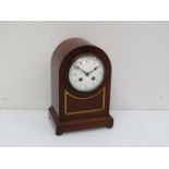 A late 19th Century mahogany dome top mantel clock with Arabic enamelled dial,