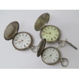 Three 19th Century silver hunter pocket watches,