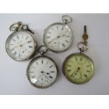 Four 19th Century silver open faced pocket watches