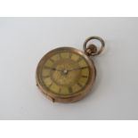 A 9ct gold keyless wind early 20th Century fob watch