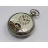 An early 20th Century Hebdomas open faced pocket watch with Arabic dial,