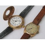 Two early to mid 20th Century 9ct gold Waltham gents wristwatches including half hunter