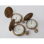 Three American gold plated full hunter pocket watches