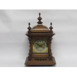 A late 19th Century German bracket clock of architectural form with striking and gong 8-day