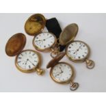 Four early 20th Century gold plated keyless wind full hunter pocket watches