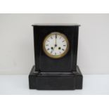 A 19th Century French slate mantel clock with French striking movement,