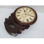 A late 19th Century oak cased drop dial 12" wall clock, Roman dial signed Camerer, Kuss & Co,