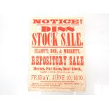 Elliott, Son, & Muskett, sale particulars, Diss Stock Sale, Friday, June 10, 1870,