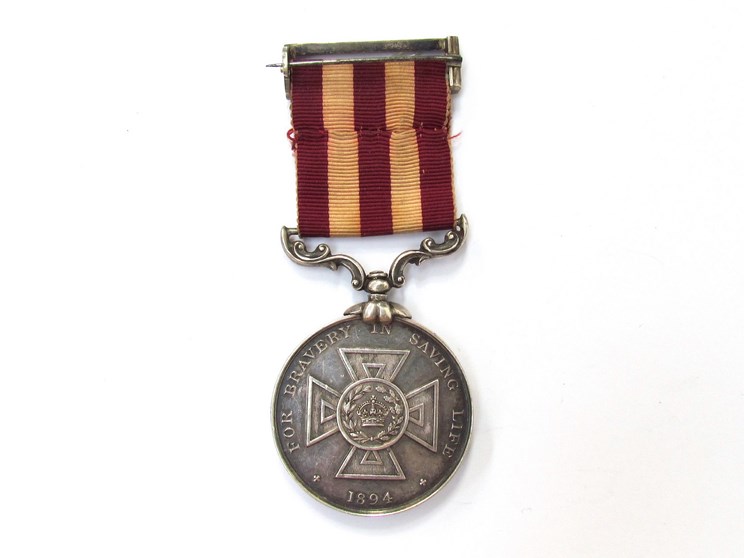 A Liverpool Shipwreck and Humane Society Medal (1894), awarded “For Bravery and Saving Life”,