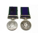 Two EIIR General Service Medals (GSM 1962-2007). One with Borneo clasp named to 21126253 SGT. T.