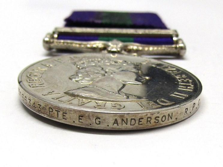 An EIIR General Service Medal (GSM) with Near East clasp named to 23166343 PTE. E.G. ANDERSON R.P.C. - Image 2 of 2
