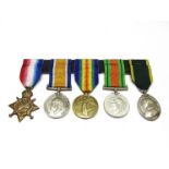 A WWI and WWII Norfolk Home Guard medal group of five consisting of 1914-15 trio named to 7216 PTE.