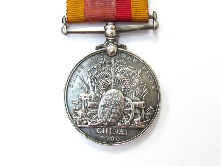 A Victorian China Medal (1900) renamed to J. BROWN STO. H.M.S. - Image 2 of 3