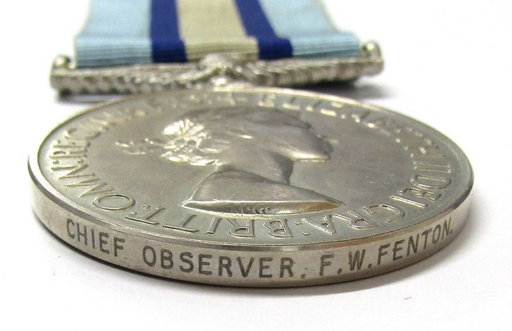 An EIIR Royal Observer Corps Medal named to CHIEF OBSERVER. F.W. - Image 3 of 3