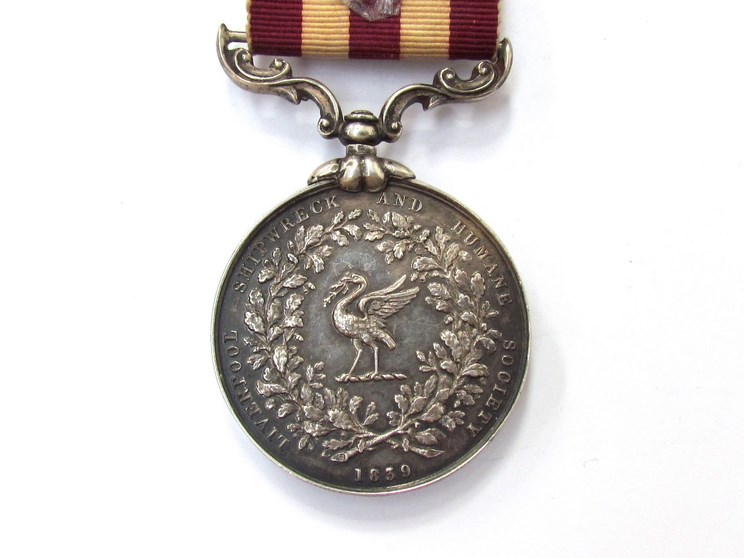 A Liverpool Shipwreck and Humane Society Medal (1894), awarded “For Bravery and Saving Life”, - Image 2 of 3