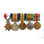 A WWI and WWII medal group of five consisting of WWI 1914-15 Star,