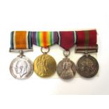 A WWI and later medal group of four consisting of British War Medal and Victory Medal to 201 SJT. S.