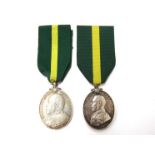 Two George V Territorial Force Efficiency Medals: Edward VII named to 913 PTE. W. BUTLER 4/L.N.