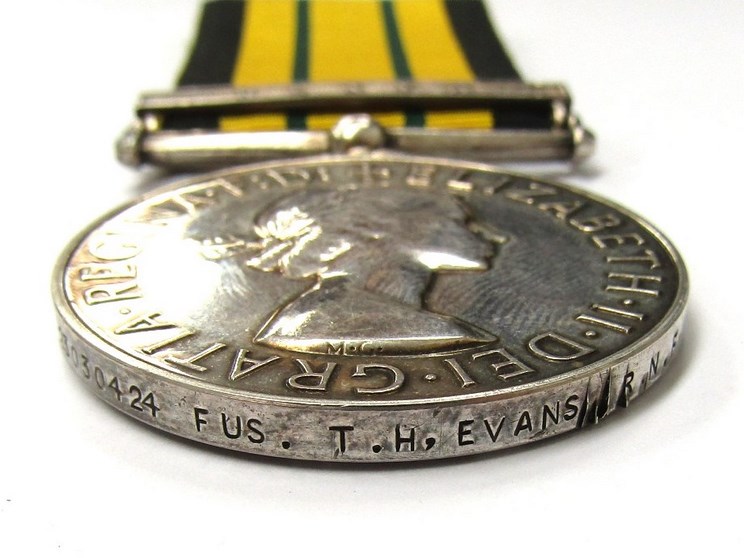 An EIIR Africa General Service Medal (1902) with Kenya clasp named to 23030424 FUS. T.H. EVANS R.N. - Image 3 of 3