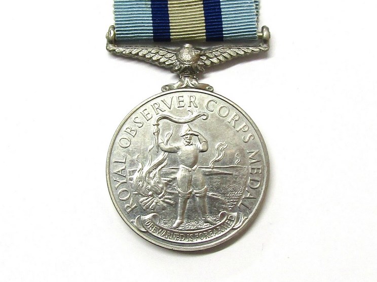 An EIIR Royal Observer Corps Medal named to CHIEF OBSERVER. F.W. - Image 2 of 3