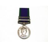 An EIIR General Service Medal (GSM 1962-2007) with Malay Peninsular and Borneo clasps named to