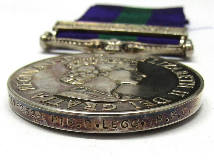 An EIIR General Service Medal (GSM) with Near East clasp named to 23152328 PTE. D. LEGG. R.P.C. - Image 2 of 2