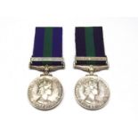 Two EIIR General Service Medals (GSM). One with Arabian Peninsula clasp named to 4024325 CPL. E.