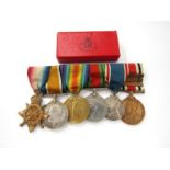 A WWI, WWII and post-war medal group of six consisting of WWI 1914-15 star,