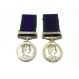 Two EIIR General Service Medals (GSM 1962-2007). One with Radfan clasp named to 4237214 SAC. P.