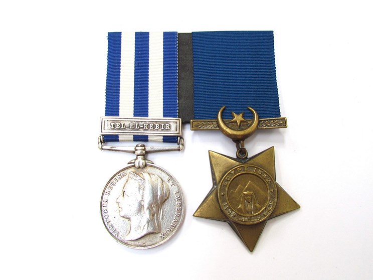 A Victorian Egypt Medal (1882) with Tel-El-Kebir clasp named to 12513 GUNR. E.