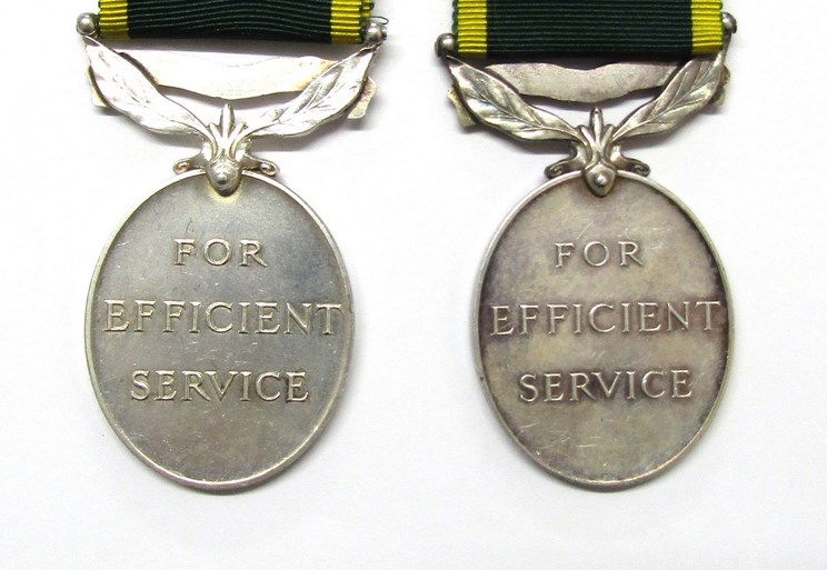 Two Efficiency Medals with Territorial bars: George V named to 724426 W.O. CL.II. A.E. HOWARD. R.A. - Image 3 of 3