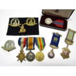 A WWI and later collection of medals and related items consisting of: 1914-15 trio named to PTE. B.