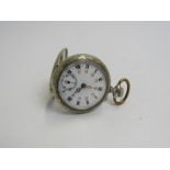 Marked Argentan a ladies fob watch with unusal dial decorative Art Nouveau case,