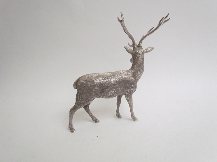 A silver hollow cast Stag figure, London 1984, makers mark F.B. or E.B. - Image 2 of 3