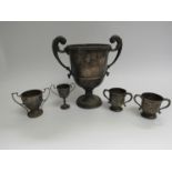 Mixed silver trophies engraved (5),