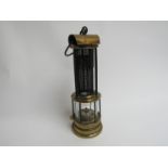 Joseph Cooke Clanny type miners lamp, glass protected by six rods, gauze protected by three rods,